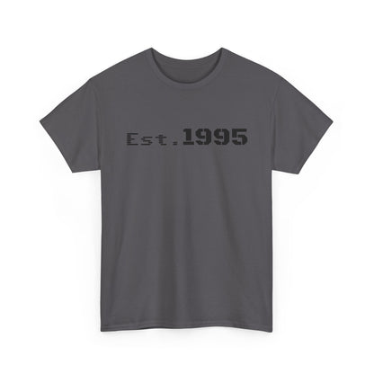 Vintage minimalist Est. 1995 T-shirt by Printify featuring simple birthday design for 1995 born individuals.