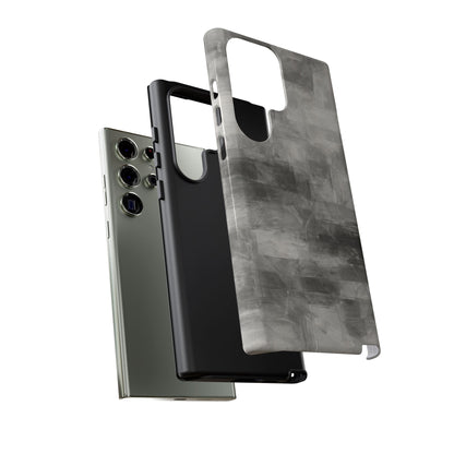 Abstract gray grid phone case for iPhone, tough protective cover by Printify with modern geometric design.