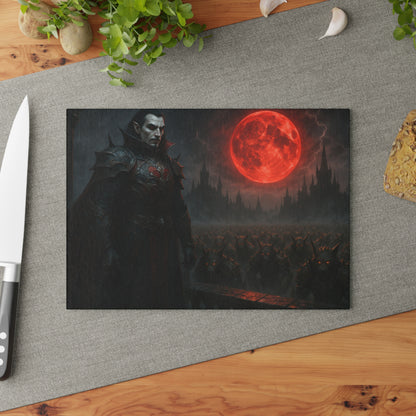 Vampire Blood Moon Glass Cutting Board — Gothic Kitchen Décor