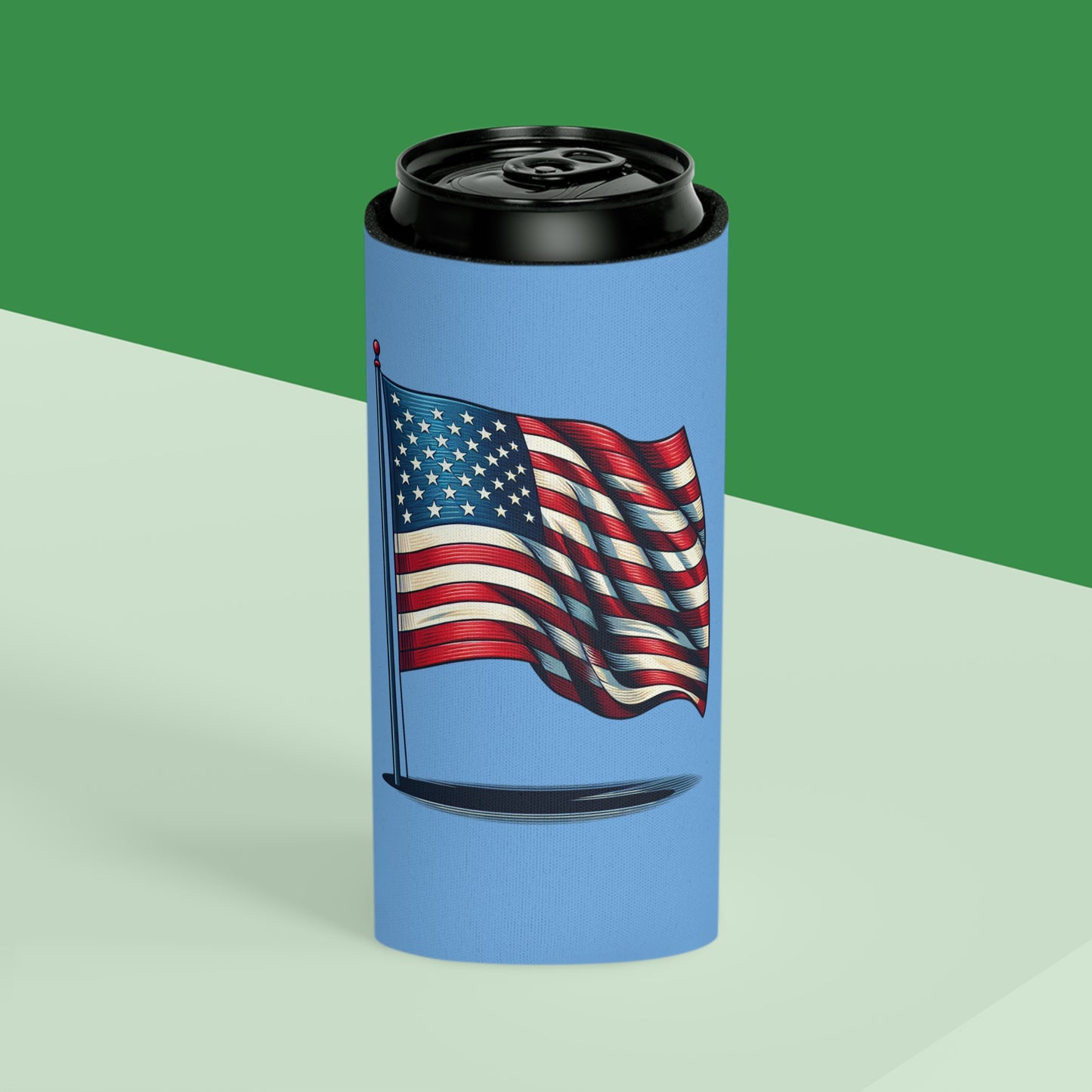 Patriotic Can Cooler, American Flag Drink Sleeve, Summer BBQ Beverage Holder, Fourth of July Party Favor, Cooler for Beer & Soda