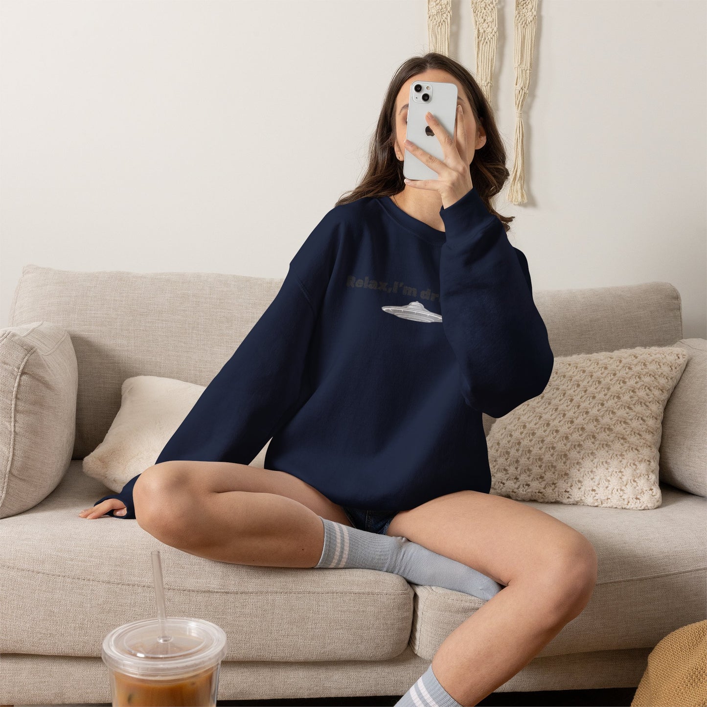 Relaxing UFO Driving Sweatshirt, Funny Gift for UFO Lovers, Unisex Crewneck Pullover, Casual Wear, Space Enthusiast Apparel