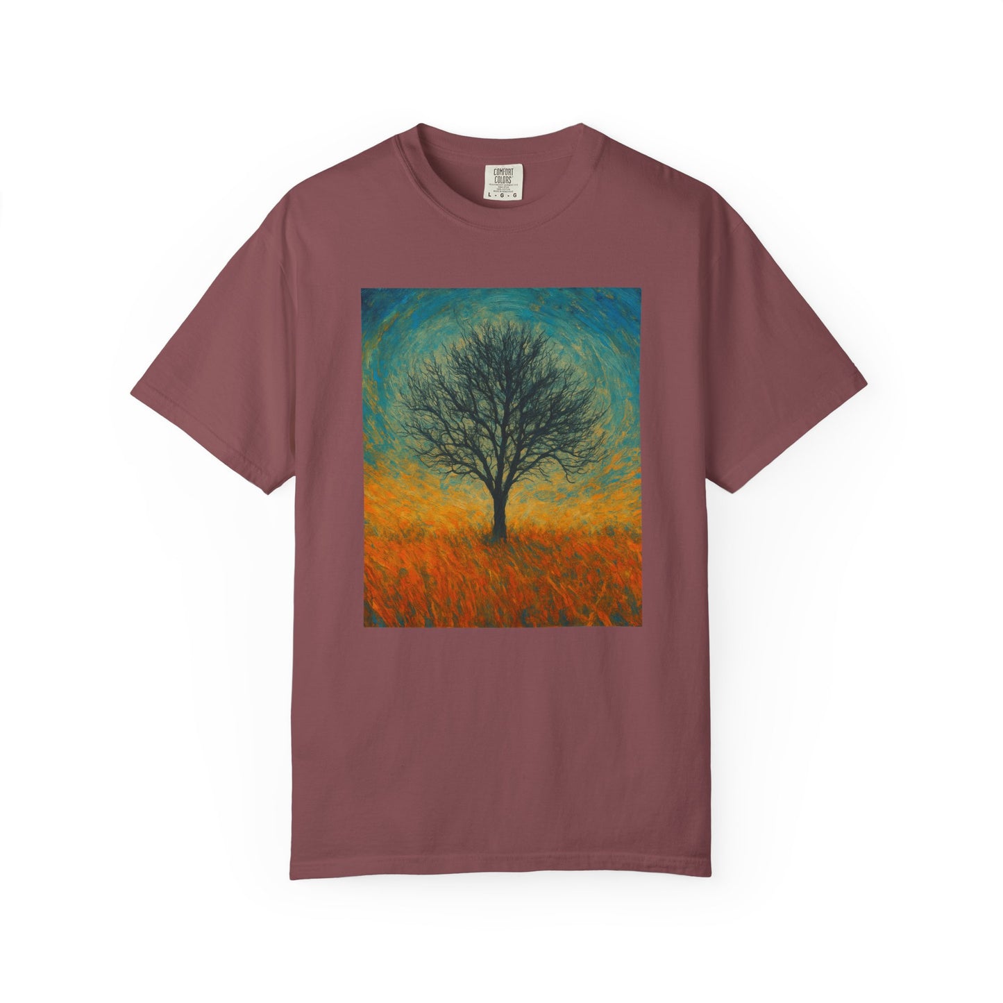 Nature-Themed Unisex Garment-Dyed T-Shirt - Tree Design, Bohemian Tee, Nature Lover Gift, Eco-Friendly Fashion, Casual Wear - TRV