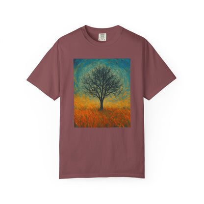 Nature-Themed Unisex Garment-Dyed T-Shirt - Tree Design, Bohemian Tee, Nature Lover Gift, Eco-Friendly Fashion, Casual Wear - TRV
