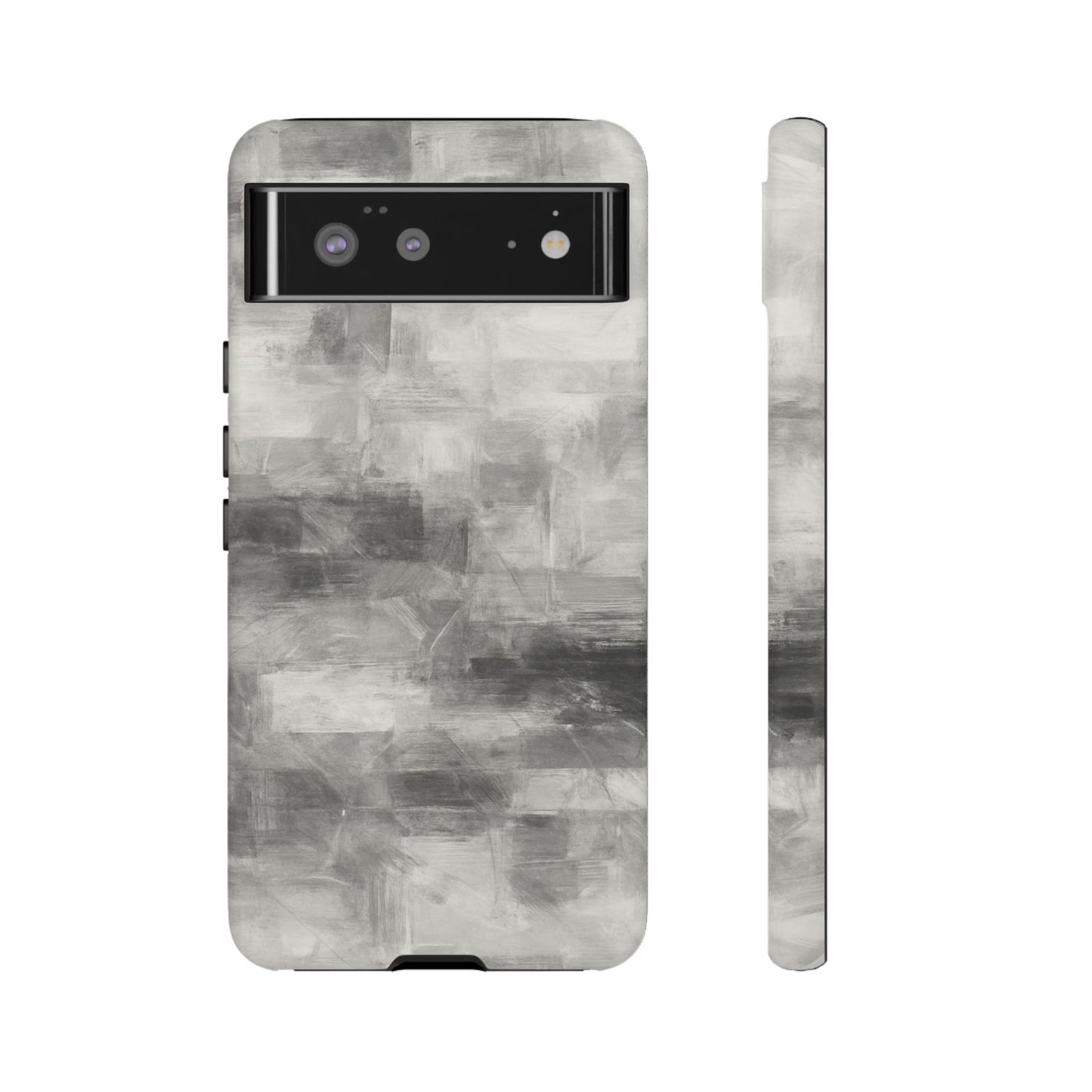 Abstract gray grid phone case for iPhone, tough protective cover by Printify with modern geometric design.