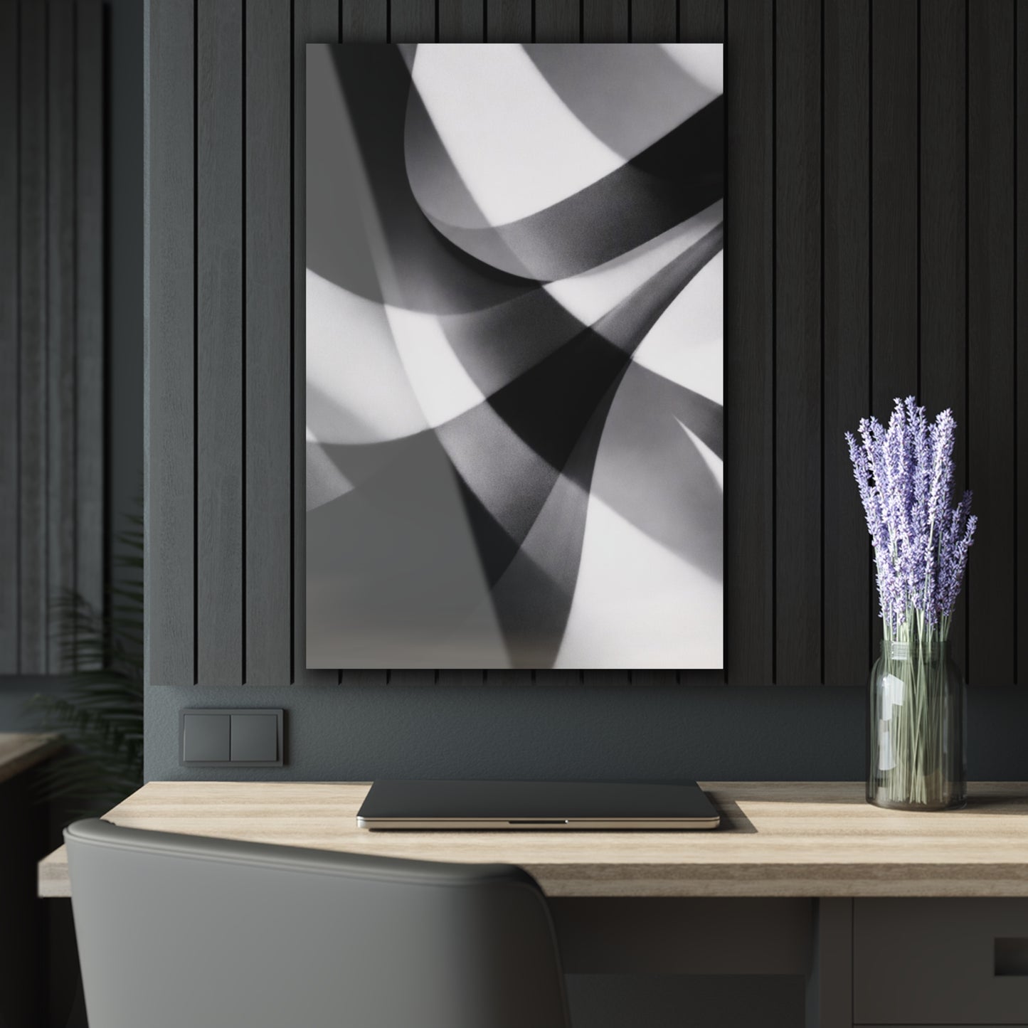 Abstract Black and White Geometric Acrylic Print | Wall Art French Cleat Hanging
