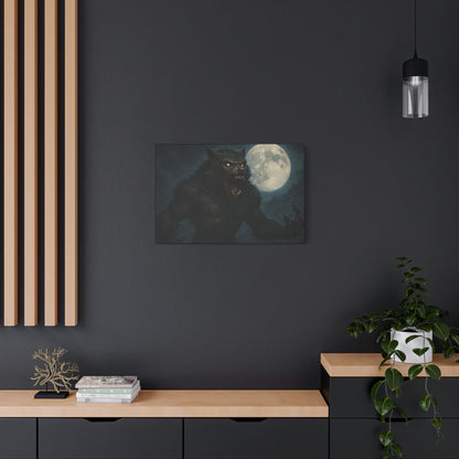 Werewolf Moon Canvas Art | Dark Fantasy Decor for Halloween, Gothic Home, Werewolf Lover Gift, Unique Wall Art, Spooky Decor - TRV