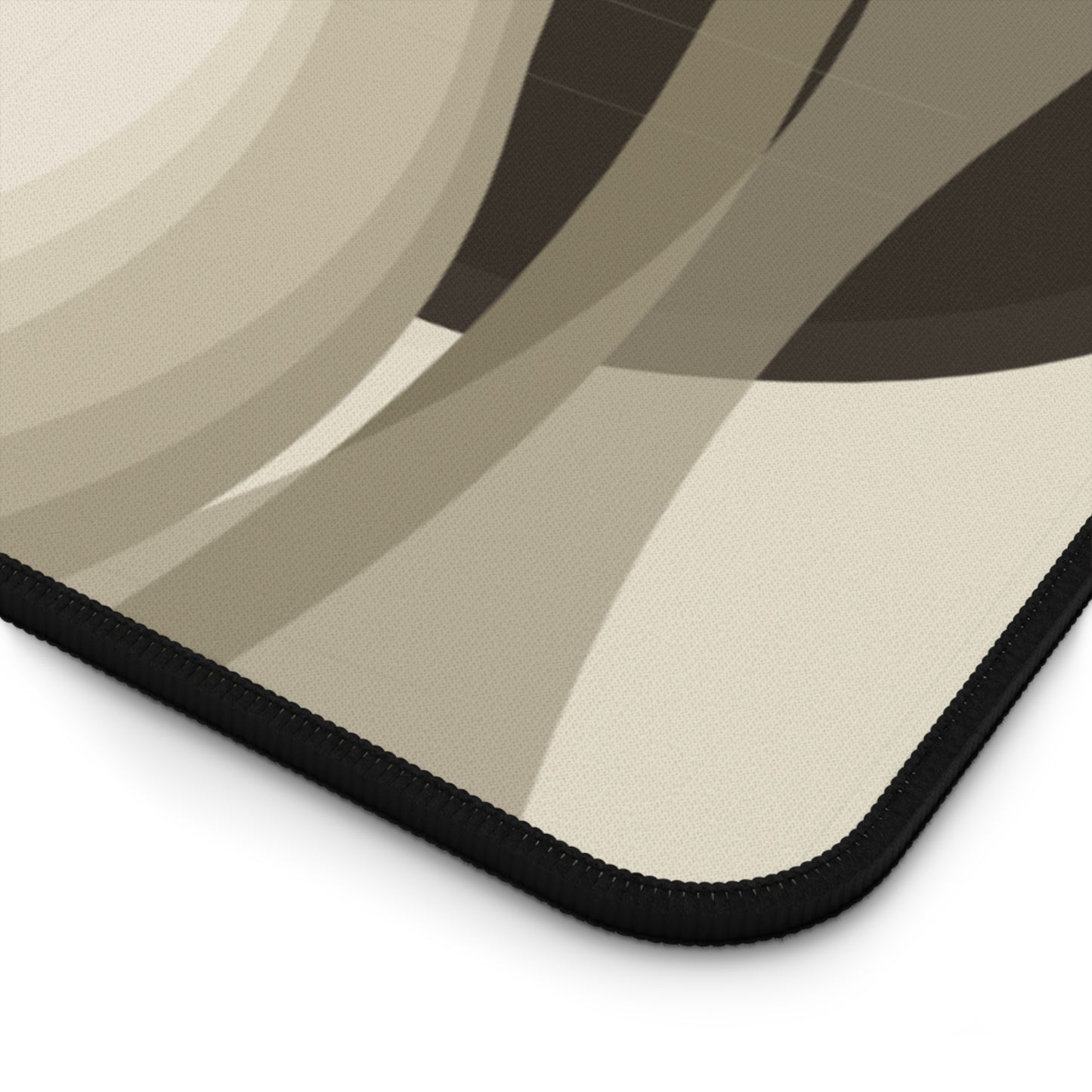 Abstract Neutral Waves Desk Mat | Modern Beige Brown Mousepad Surface