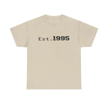 Vintage minimalist Est. 1995 T-shirt by Printify featuring a simple "Born in 1995" design on soft fabric.