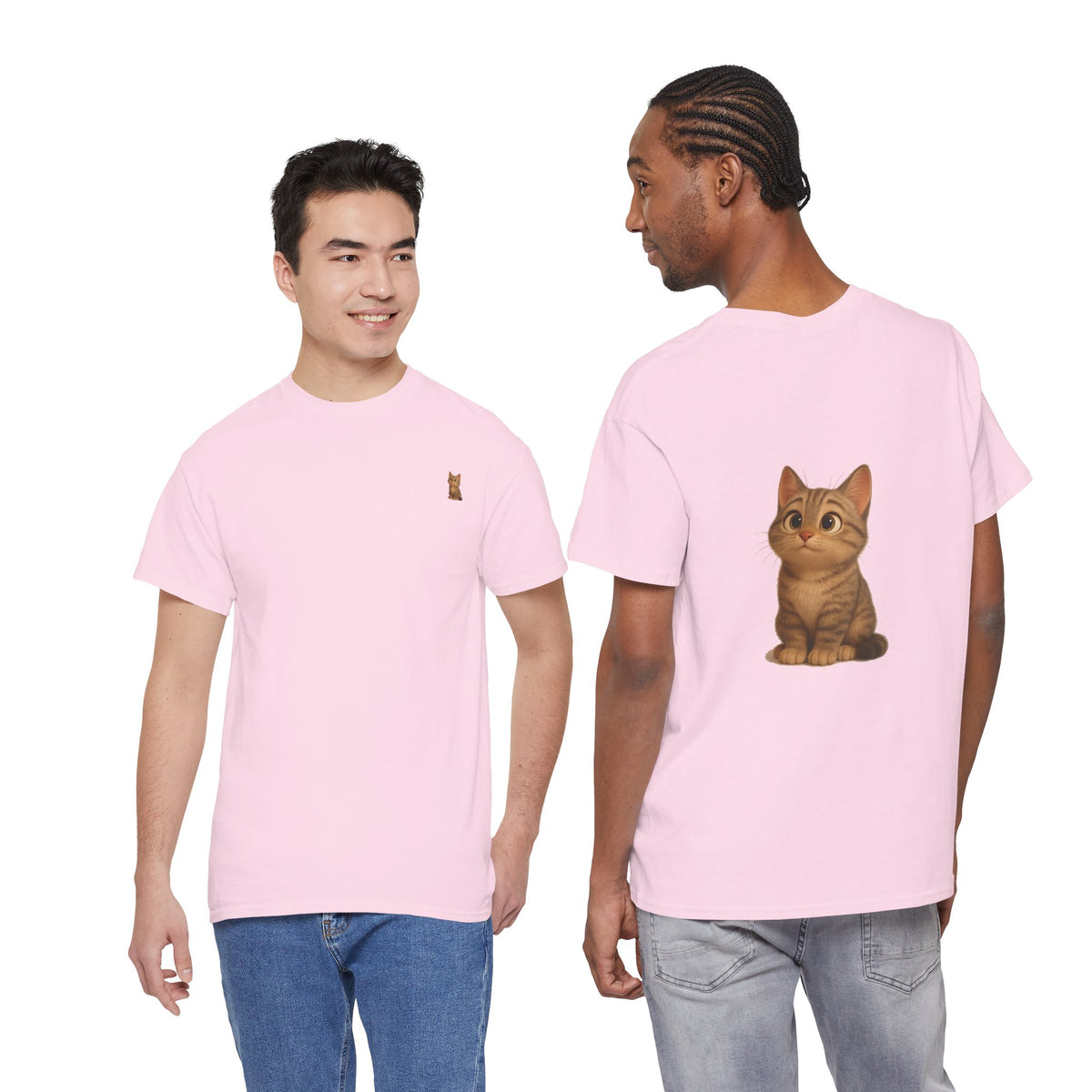 Brown kitten graphic T-shirt for cat lovers, featuring a cute print on a comfortable casual tee by Printify