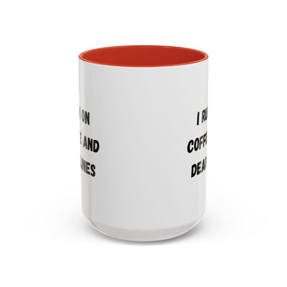 I Run on Coffee and Deadlines Mug, Motivational Coffee Cup, Office Mug, Gift for Writers, Caffeine Lover's Mug, Funny Coffee Cup