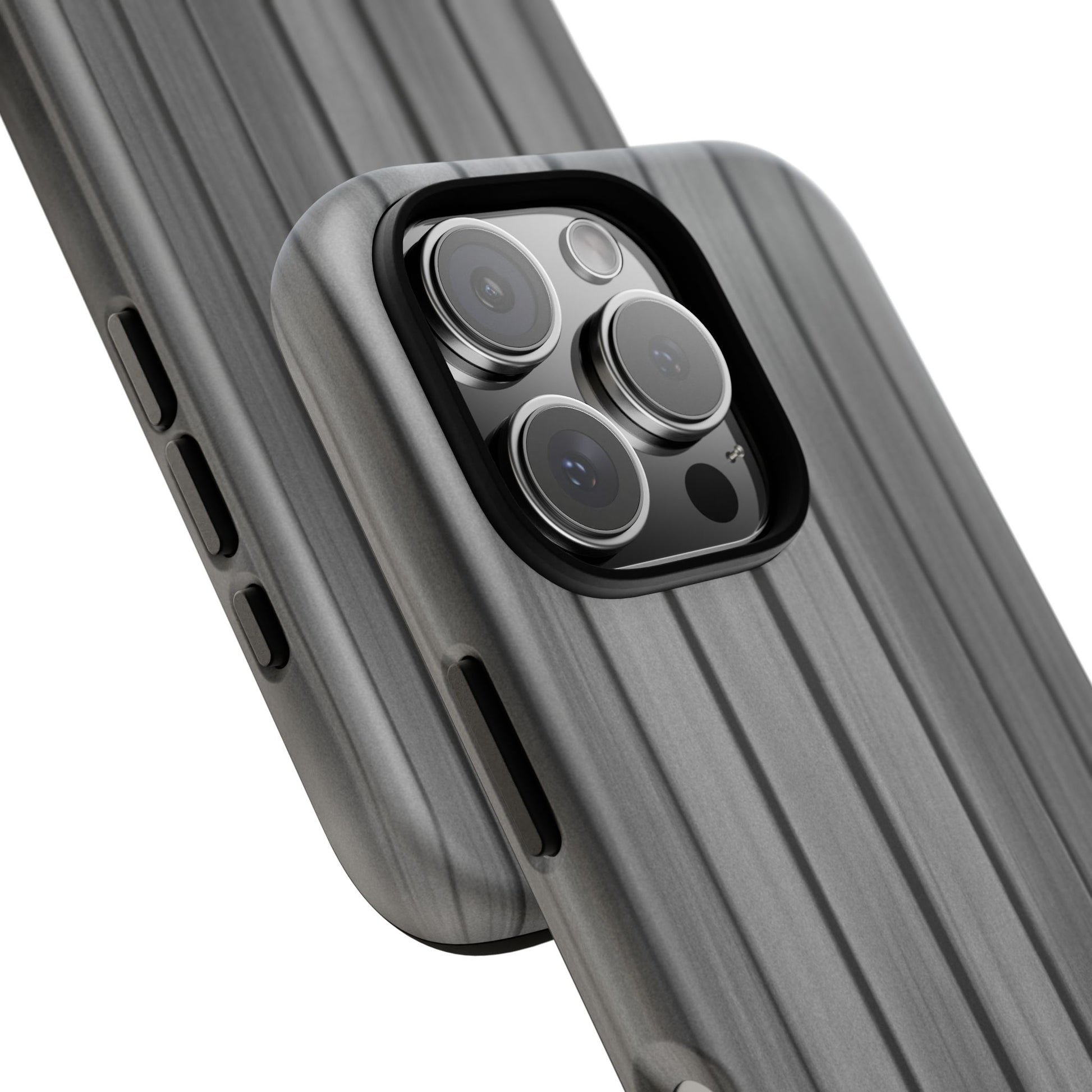 Ribbed metal texture iPhone phone case by Printify, tough protective cover with durable design and sleek metallic finish.