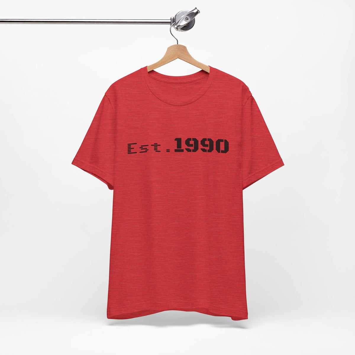 Vintage Est. 1990 T-Shirt by Printify showing a classic design with bold "Est. 1990" text on cotton fabric.