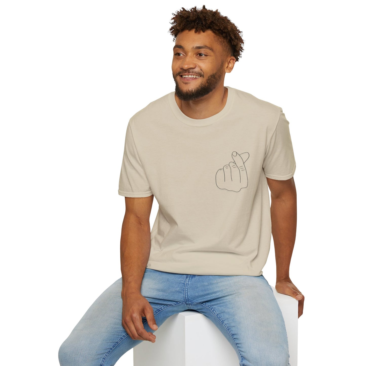 Trendy Unisex Softstyle T-Shirt with Love Hand Gesture Design