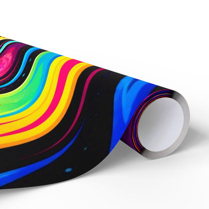 Vibrant Rainbow Swirl Wrapping Paper Roll — Abstract Colorful Gift Wrap