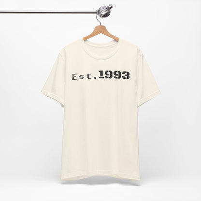 Est. 1993 Unisex Jersey Tee - Vintage Style Shirt, Birthday Gift, Casual Outfit, Celebration Top, Custom Year Shirt