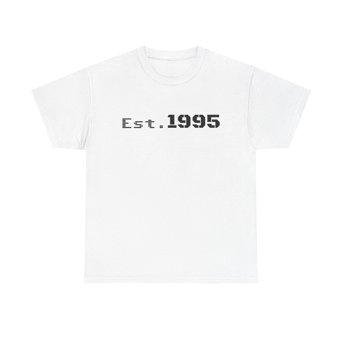 Vintage minimalist "Est. 1995" T-shirt by Printify featuring a classic birthday design on soft fabric.