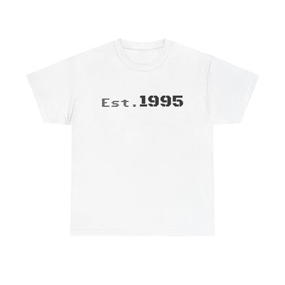 Vintage minimalist "Est. 1995" T-shirt by Printify featuring a classic birthday design on soft fabric.