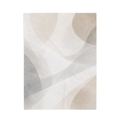 Neutral Abstract Shapes Velveteen Plush Blanket | Minimal Geometric Throw