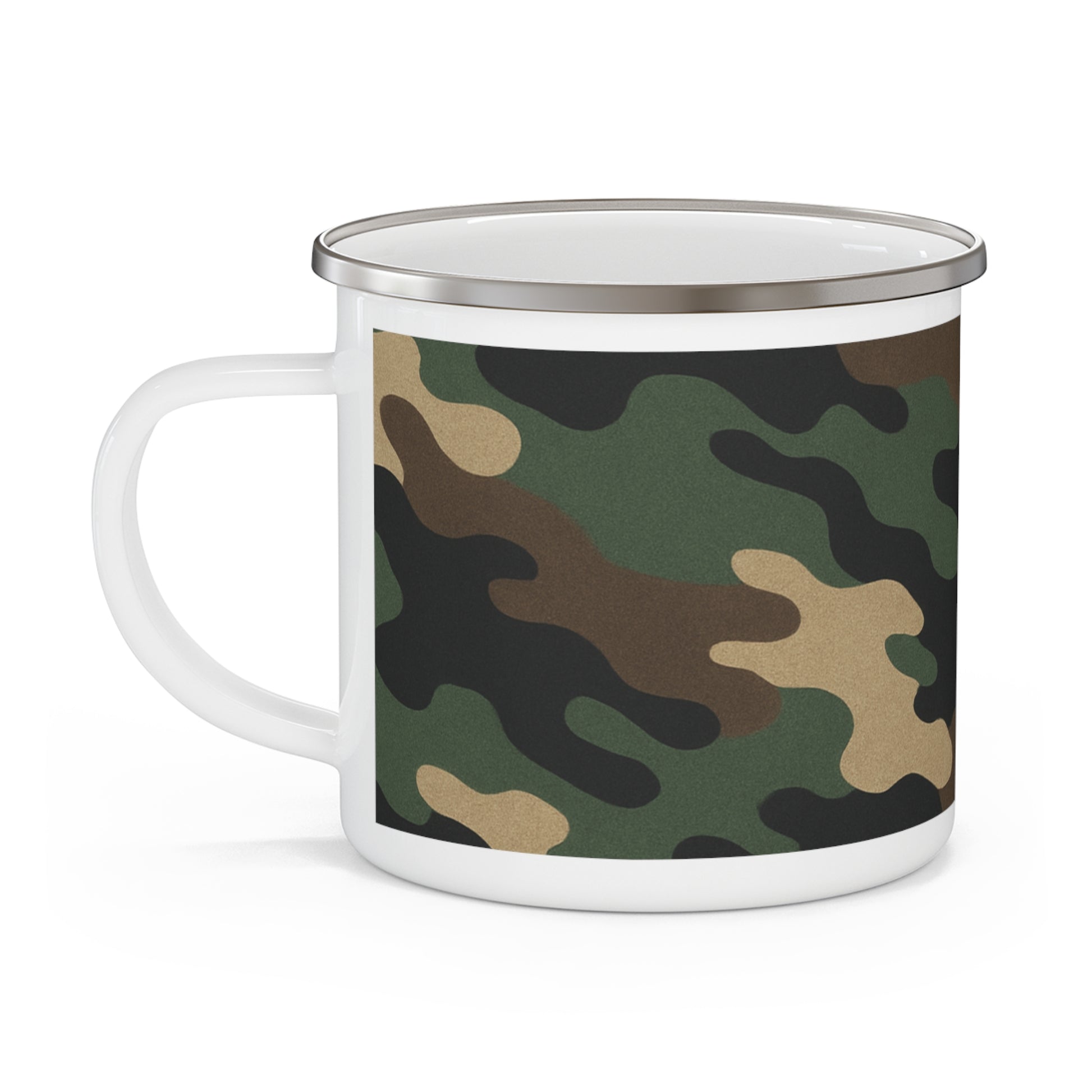 Camouflage Enamel Camping Mug - Adventure Gear, Outdoor Enthusiast Gift, Hiking Accessories, Travel Mug, Rustic Home Decor - TRV
