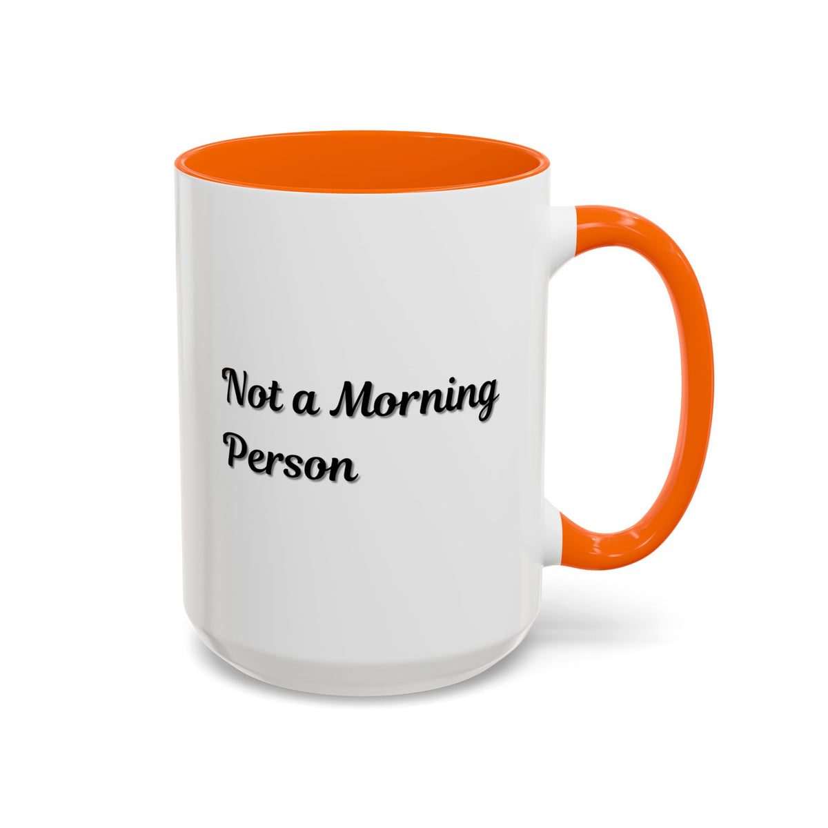 Ceramic coffee mug with "Not a Morning Person" slogan, 11oz size, in white with black text, designed for morning beverage enjoyment.