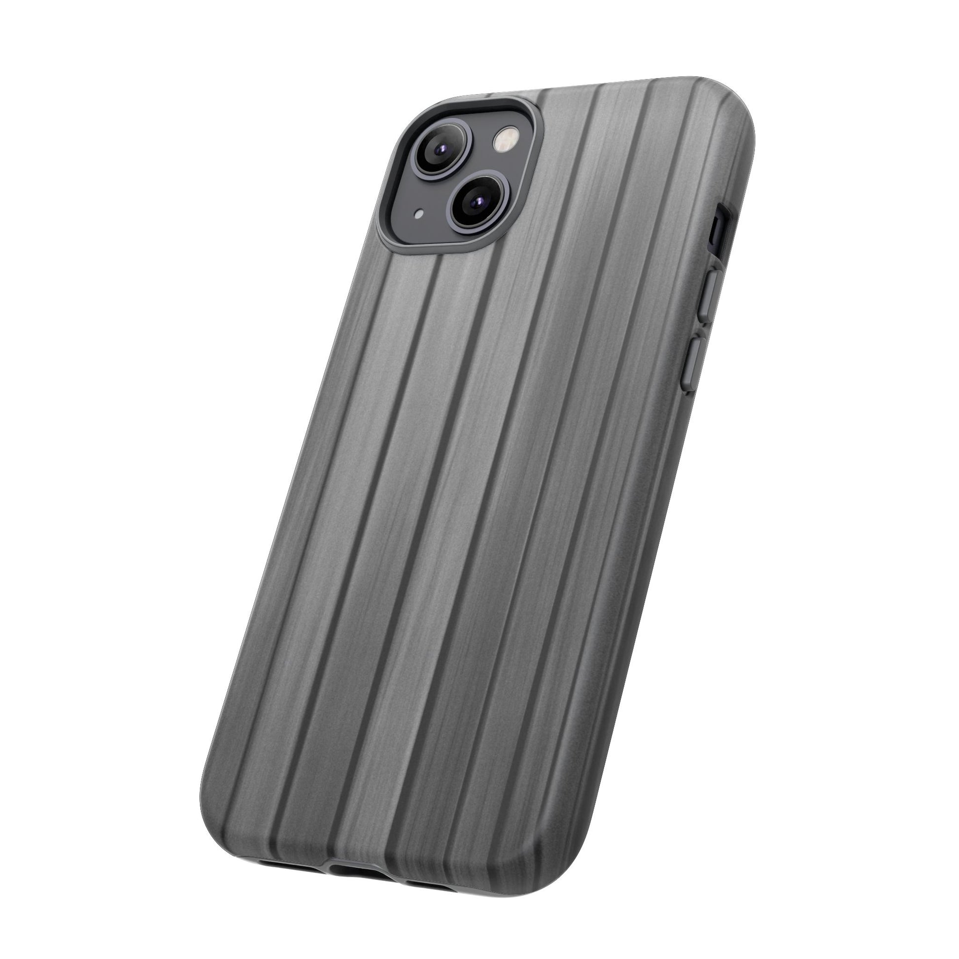 Printify ribbed metal texture phone case for iPhone, featuring a tough protective design and modern metallic finish.