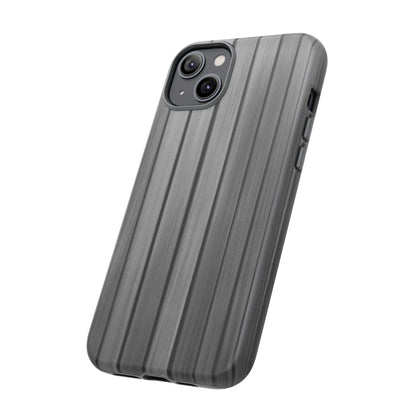 Printify ribbed metal texture phone case for iPhone, featuring a tough protective design and modern metallic finish.