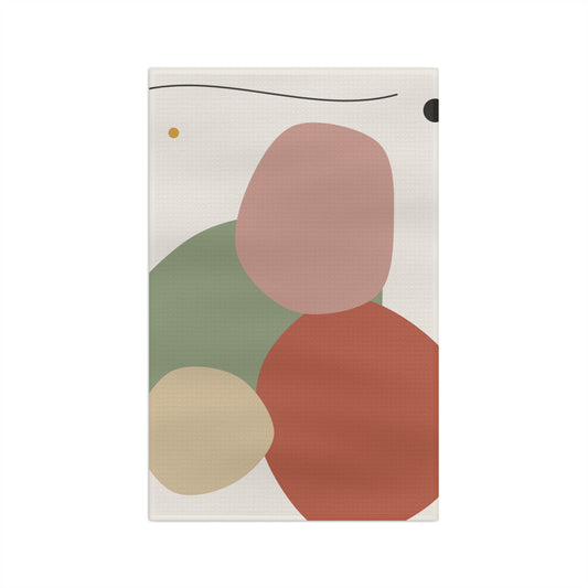Abstract organic shapes microfiber tea towel featuring modern neutral colors, ideal for contemporary kitchen decor.