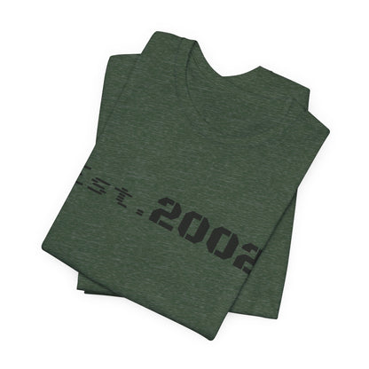 Vintage Est. 2002 T-Shirt by Printify featuring a classic design celebrating the year established.