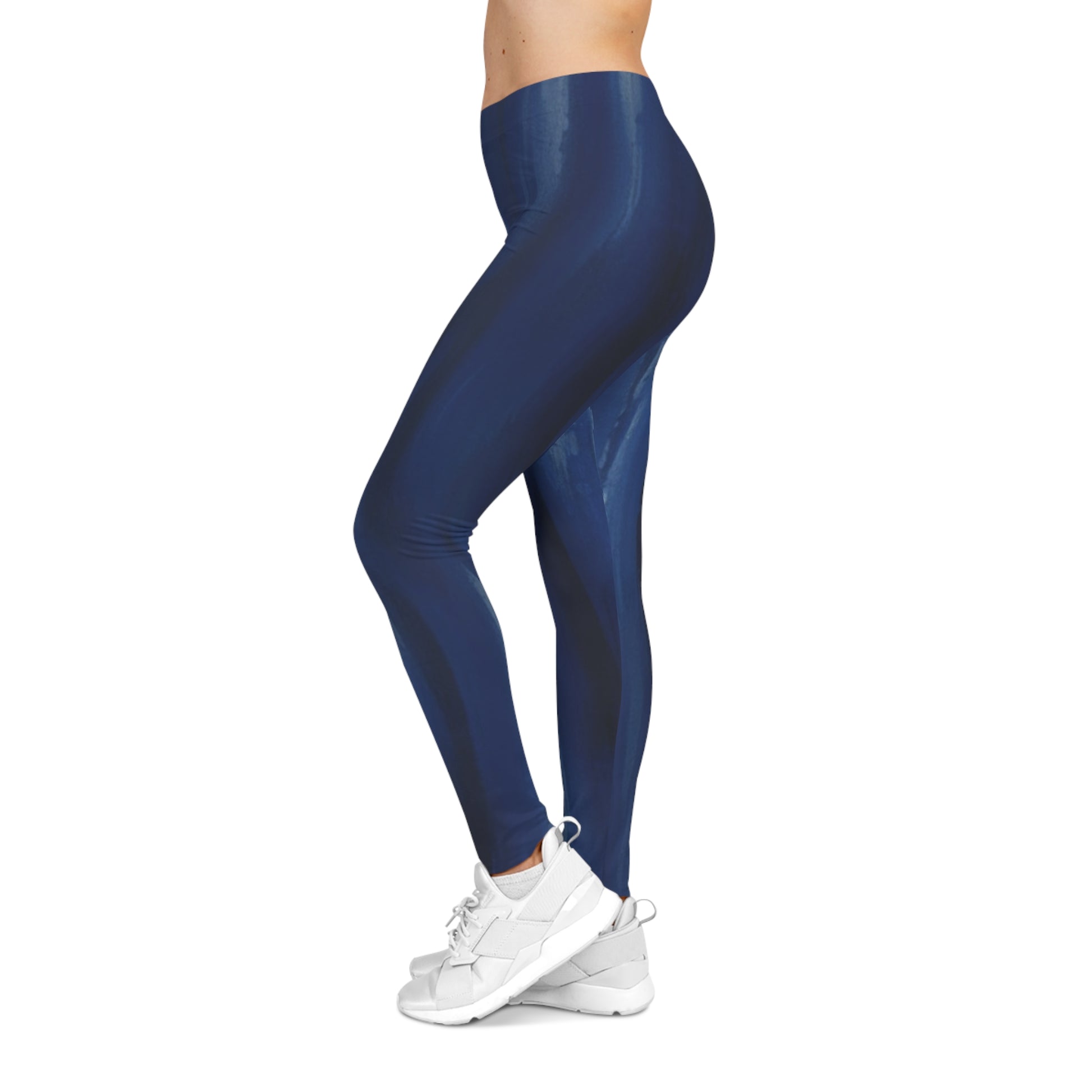 Women's blue marble print leggings with all-over pattern, casual yoga pants from Printify, featuring vibrant marble design.