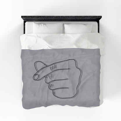 Velveteen plush blanket with heart gesture print, cozy all-over design, ideal for home decor or gifts, by Printify.