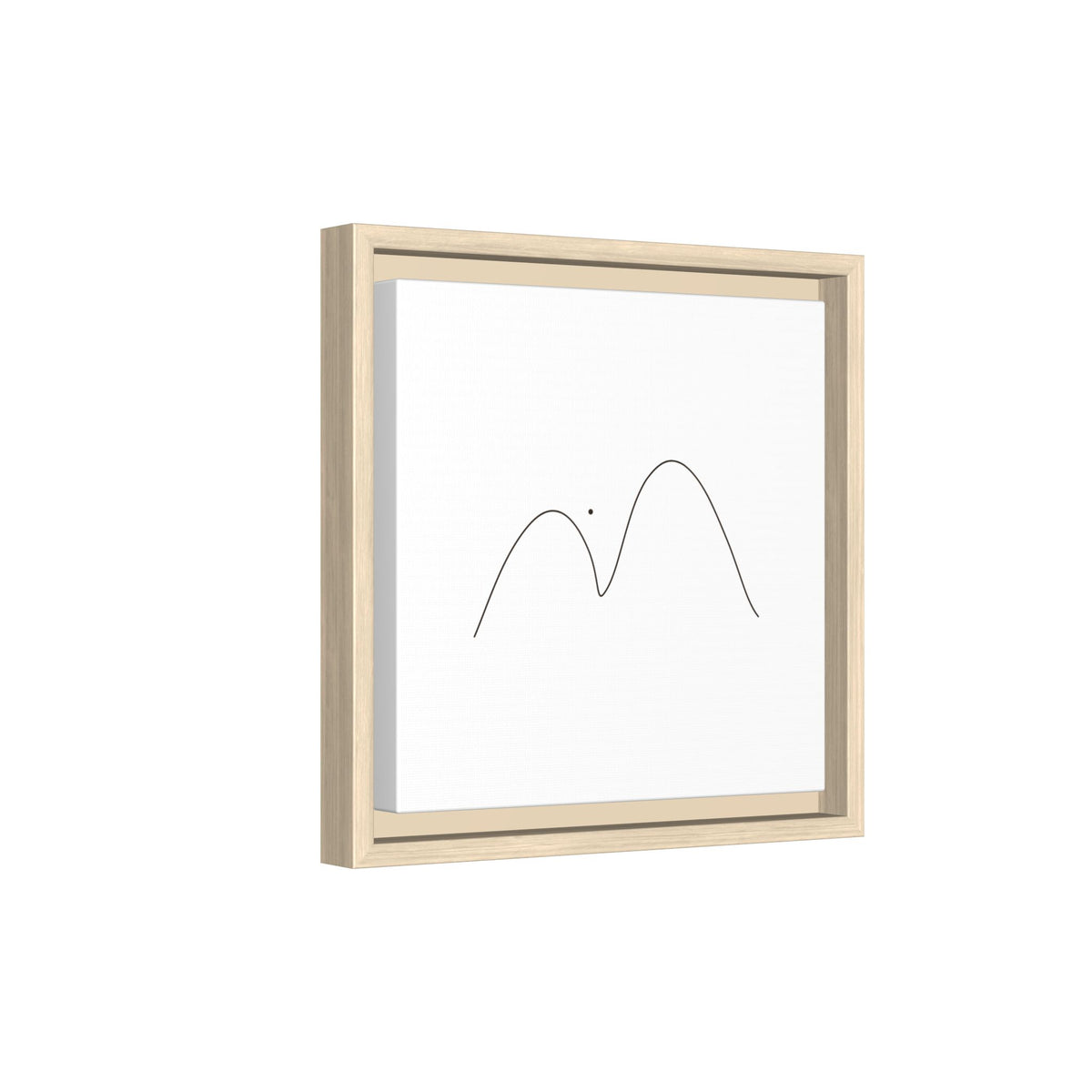 Framed minimalist mountain line art print on matte canvas, modern mountain landscape wall decor by Printify