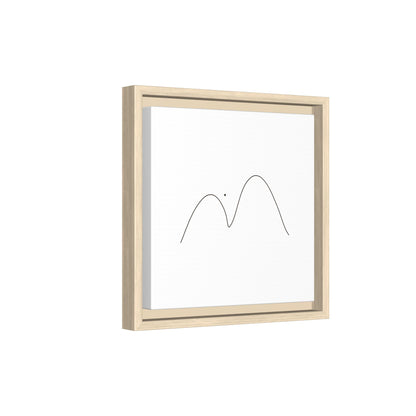 Framed minimalist mountain line art print on matte canvas, modern mountain landscape wall decor by Printify