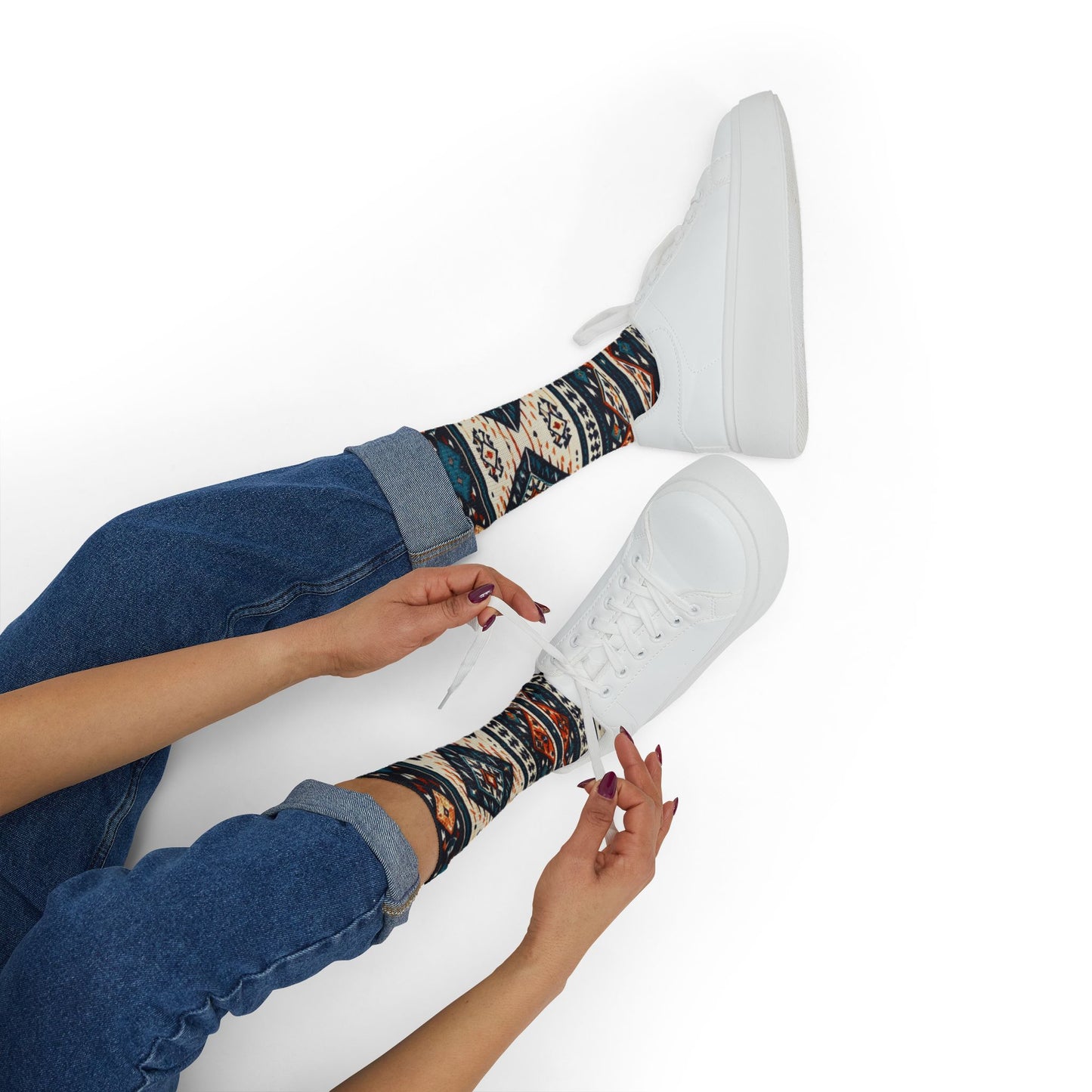 Southwestern Aztec Pattern Socks | Tribal Geometric Sublimation Socks