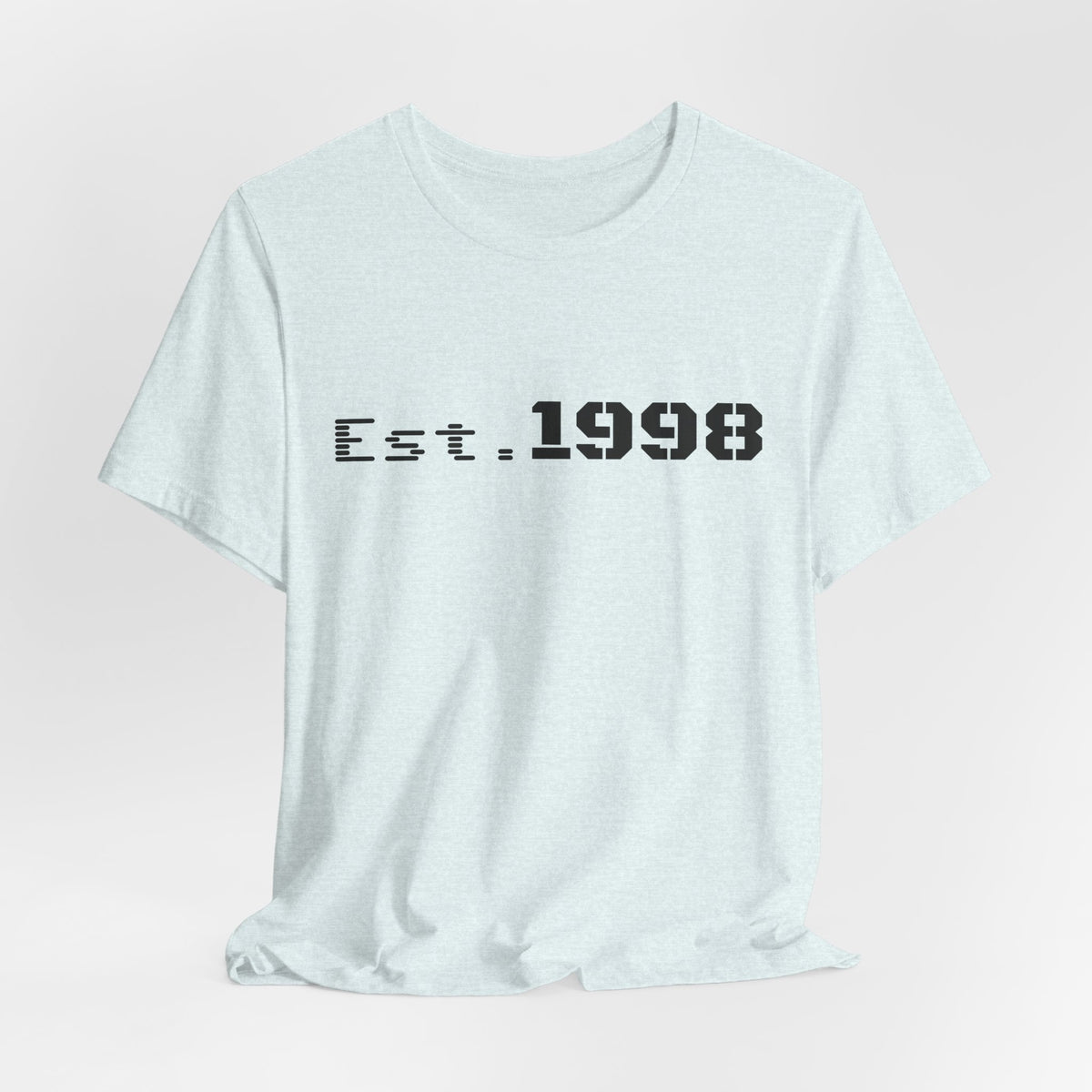 Vintage Est. 1998 T-Shirt by Printify featuring a graphic design celebrating the year of birth.