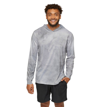 Men's gray tie-dye warmup hoodie with all-over print, athletic layer, casual style, from Printify.
