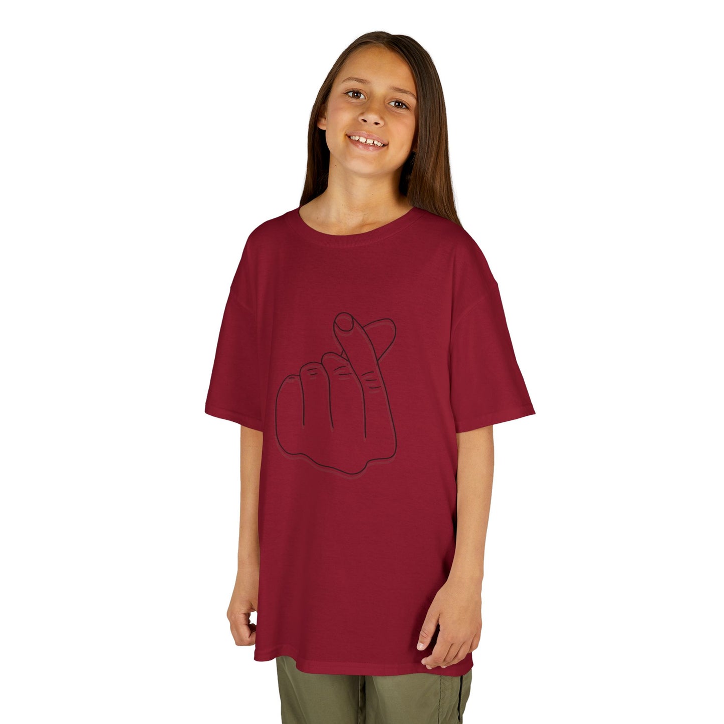 Cute Kids Heavy Cotton Tee - K-Pop Inspired Love Gesture