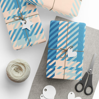 Blue Plaid Wrapping Paper Roll – Classic Plaid Gift Wrap for Birthdays & Holidays
