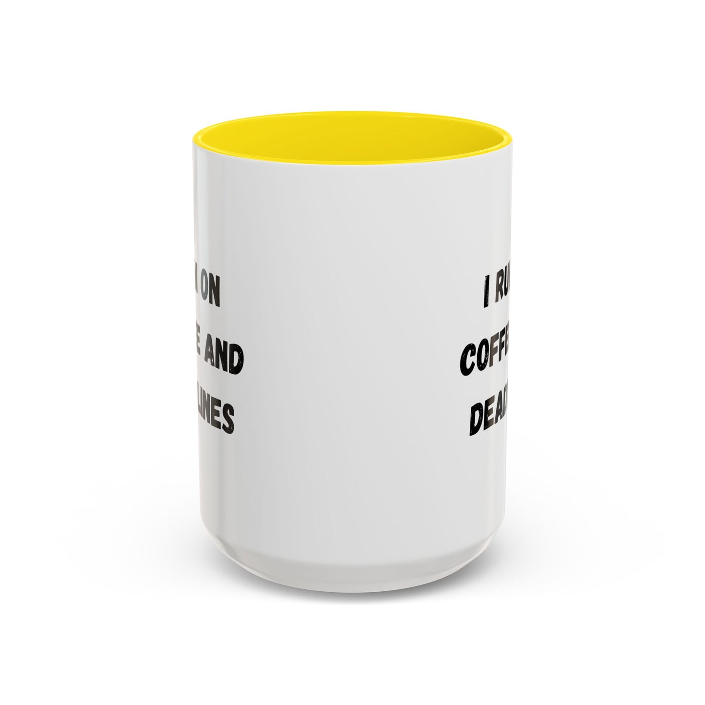 I Run on Coffee and Deadlines Mug, Motivational Coffee Cup, Office Mug, Gift for Writers, Caffeine Lover's Mug, Funny Coffee Cup
