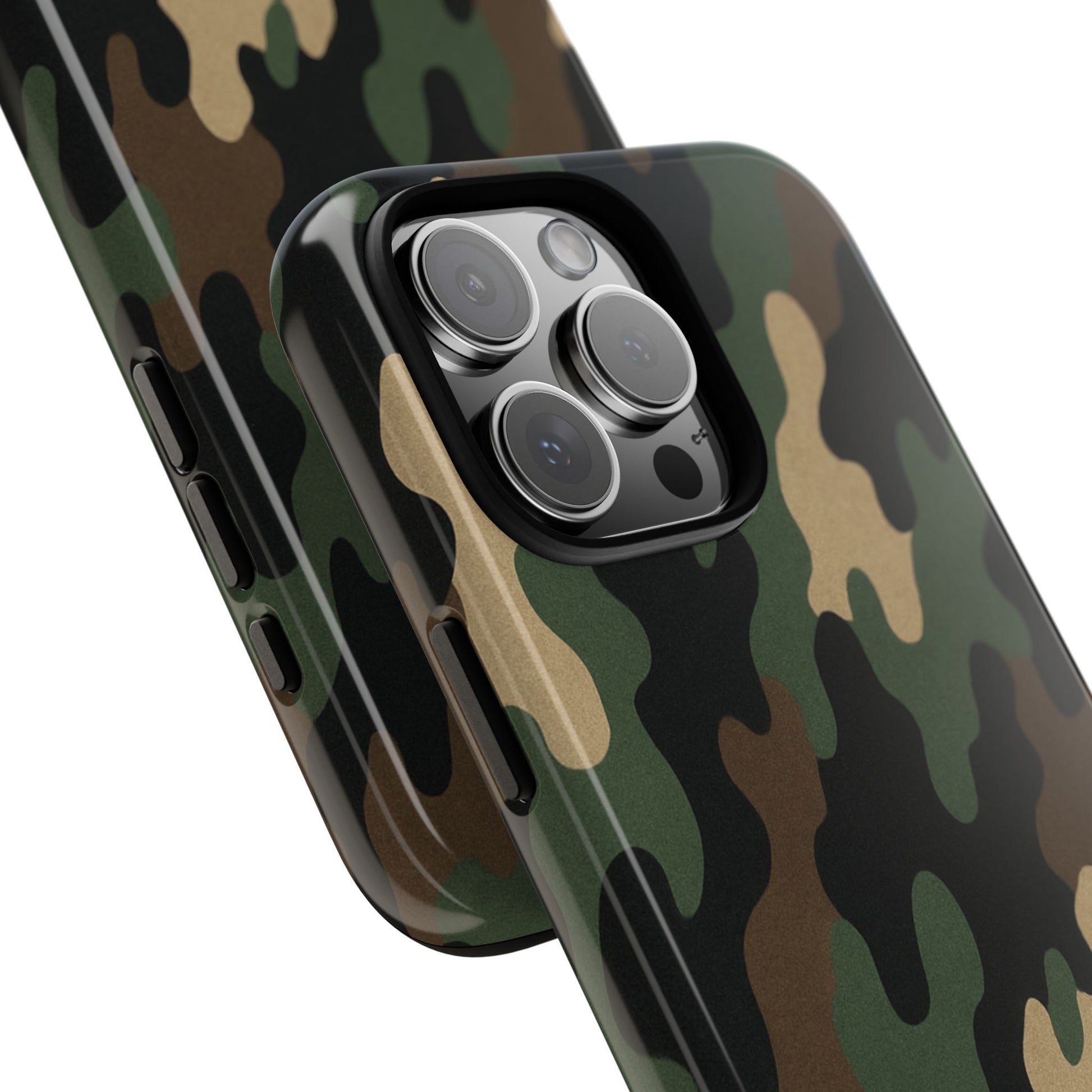Camouflage tough phone case by Printify with rugged camo design, providing durable protection for smartphones.