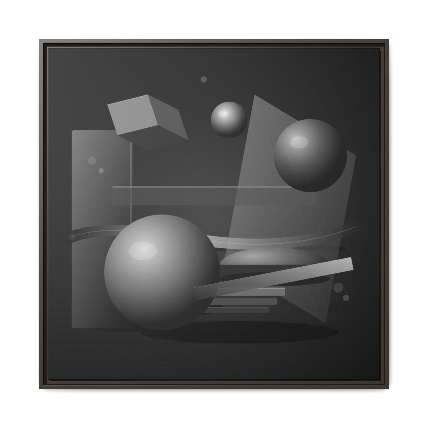 Monochrome Geometric Spheres Canvas Framed Wall Art | Matte Print