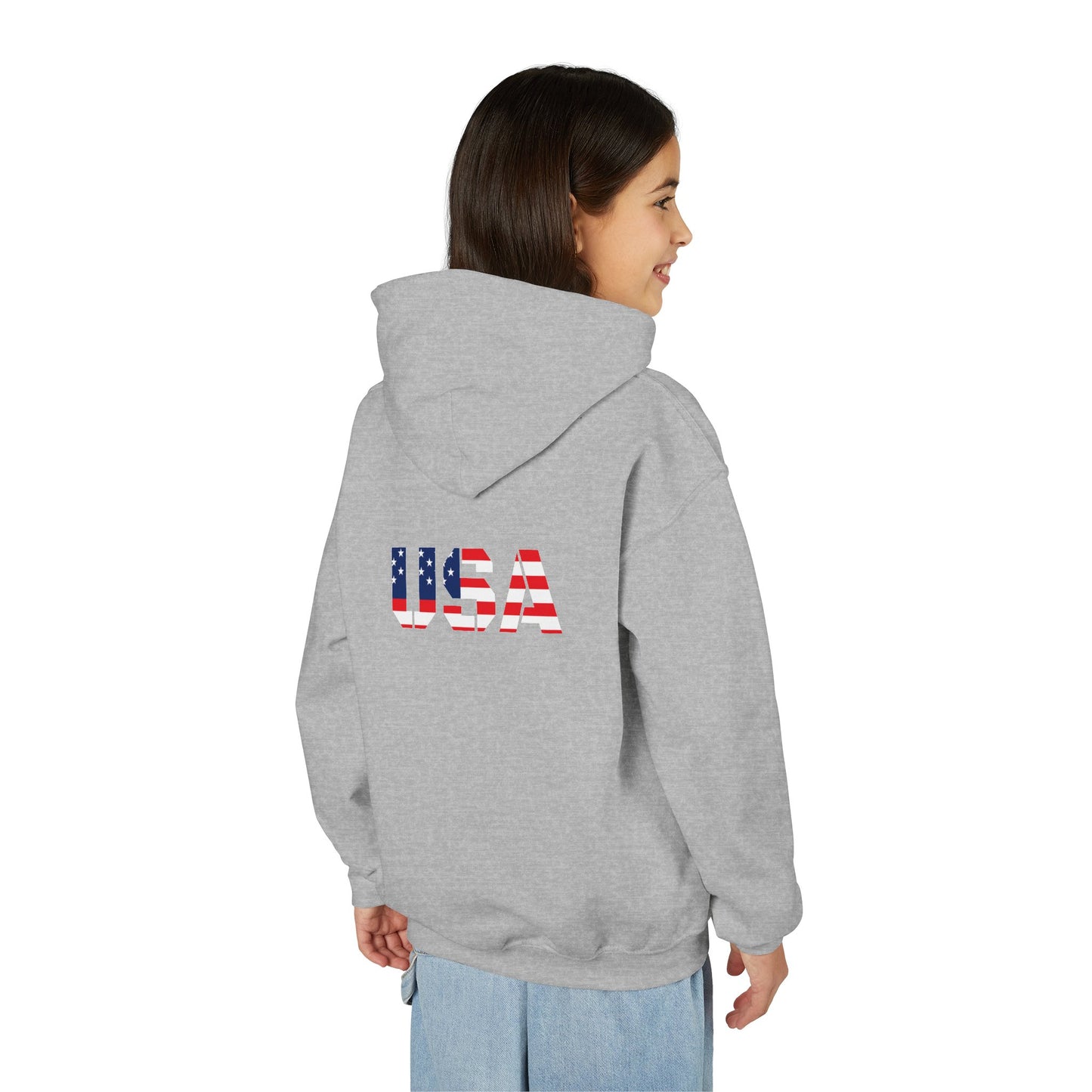USA Flag Youth Hoodie, Youth Sweatshirt, Cool Hoodie for Kids, American Pride Apparel, Comfortable Boys and Girls Sweatshirt