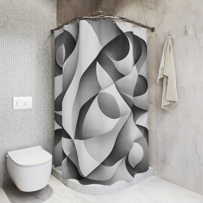 Abstract Monochrome Geometric Shower Curtain | Black White Curves