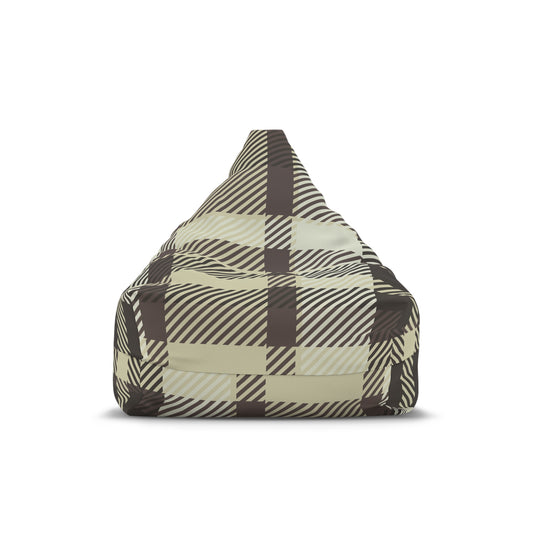Brown Plaid Pattern Bean Bag Chair Cover | Rustic Buffalo Check