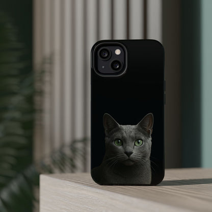 Russian Blue Cat Phone Case — Magnetic Impact-Resistant iPhone Cover