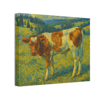 Artistic Cow Canvas Wall Art, Charming Farmhouse Decor, Animal Lover Gift, Rustic Home Accent, Calf Painting, Country Aesthetic