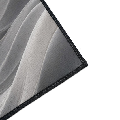 Abstract Gray Wave Floor Mat | Modern Entryway Rug, Non-Slip