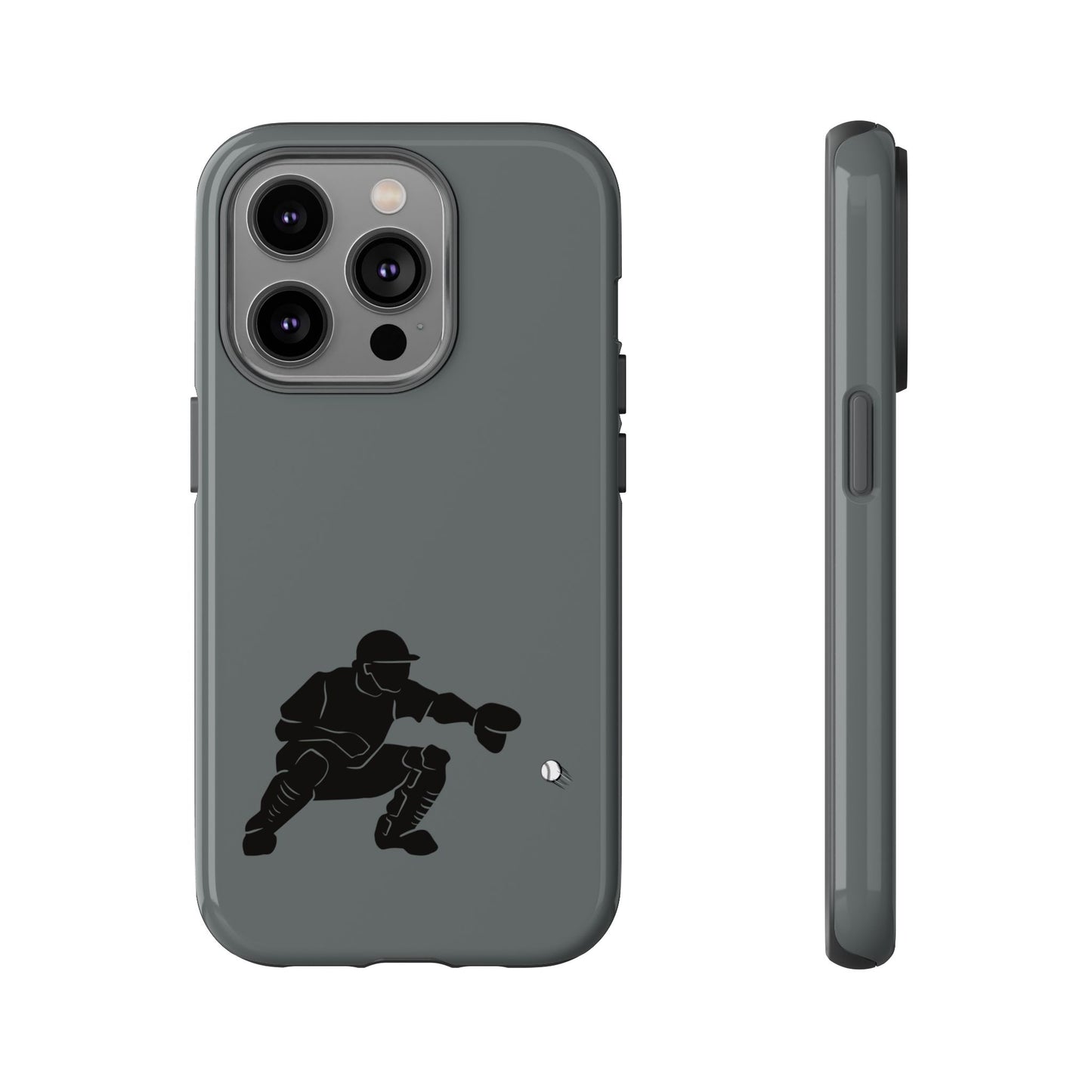 Printify baseball catcher phone case in tough, protective design, featuring detailed catcher glove and ball graphics for iPhone or Android.