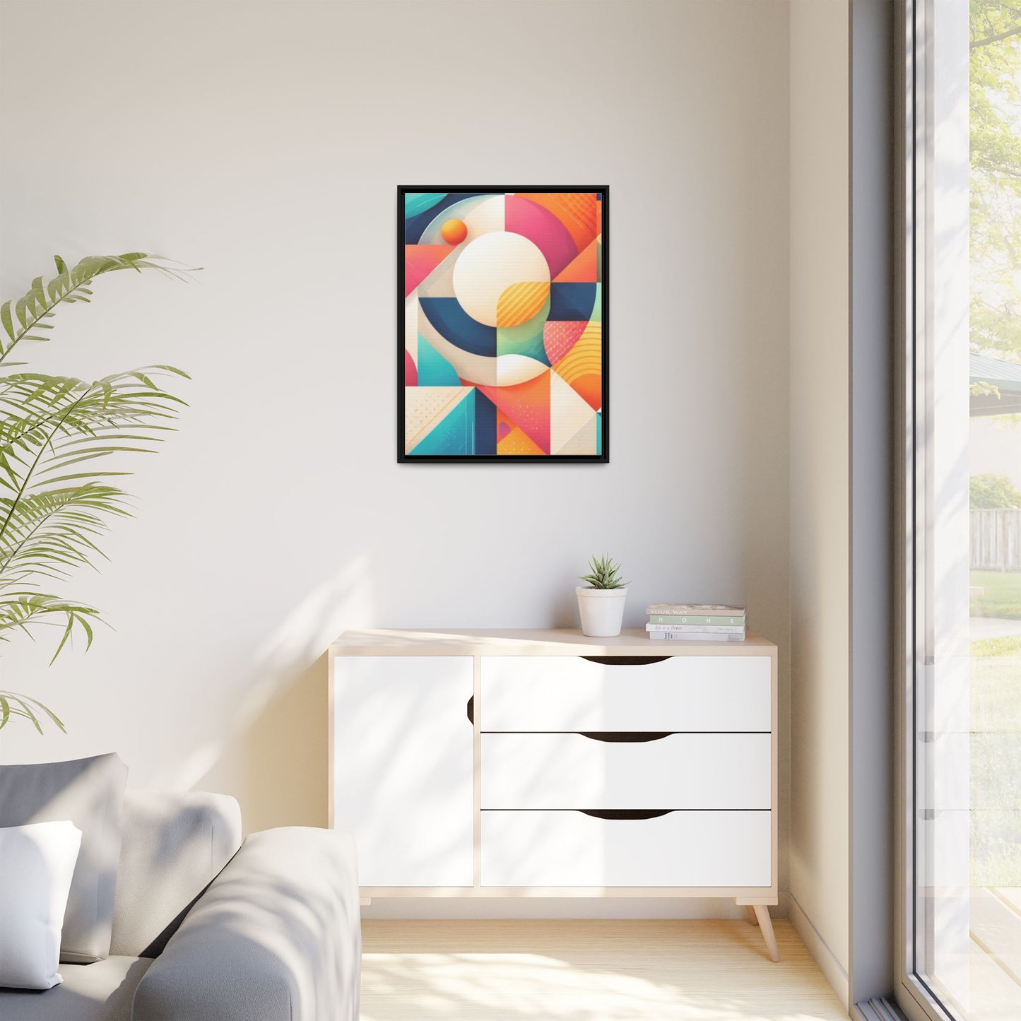 Colorful Geometric Abstract Art Matte Canvas Framed