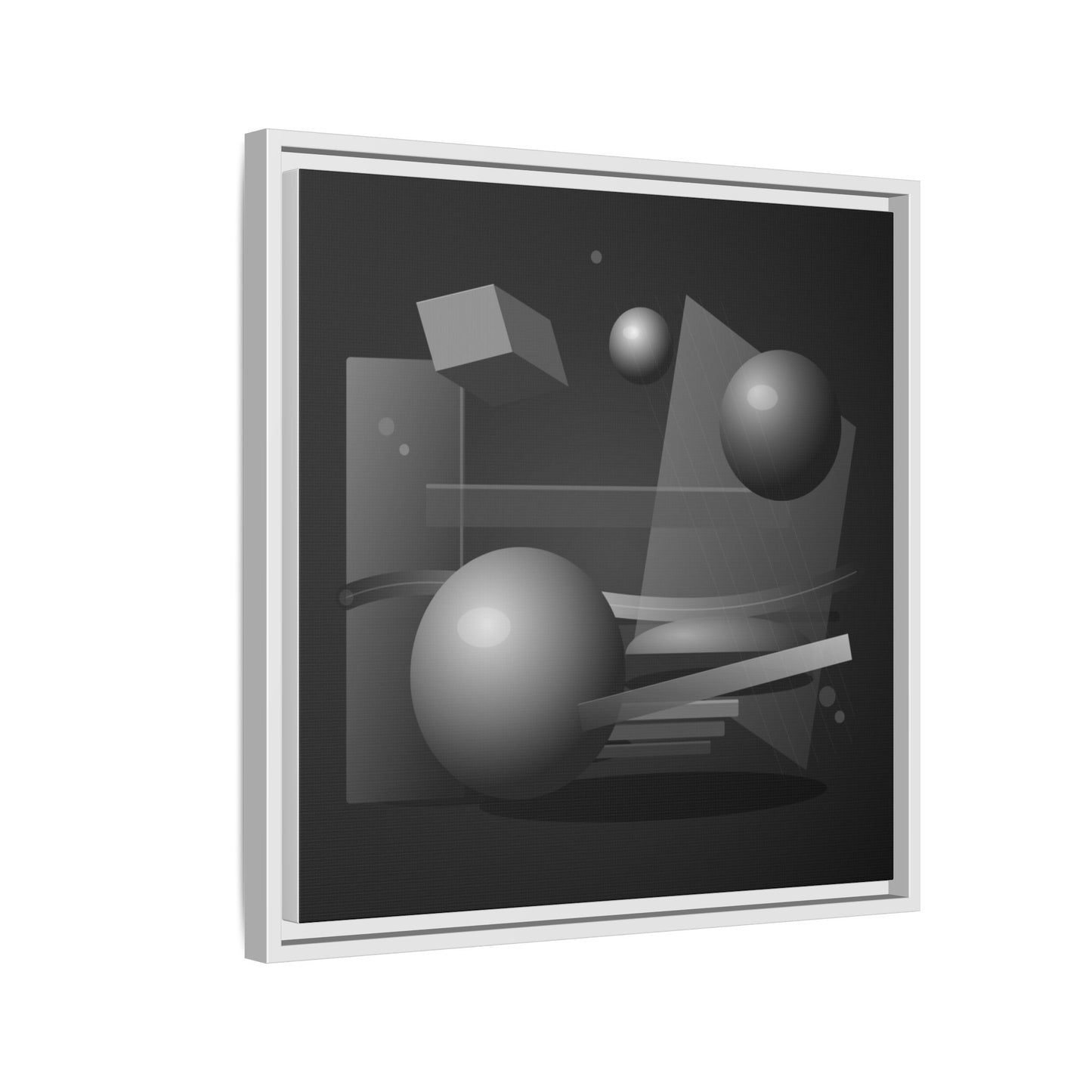 Monochrome Geometric Spheres Canvas Framed Wall Art | Matte Print