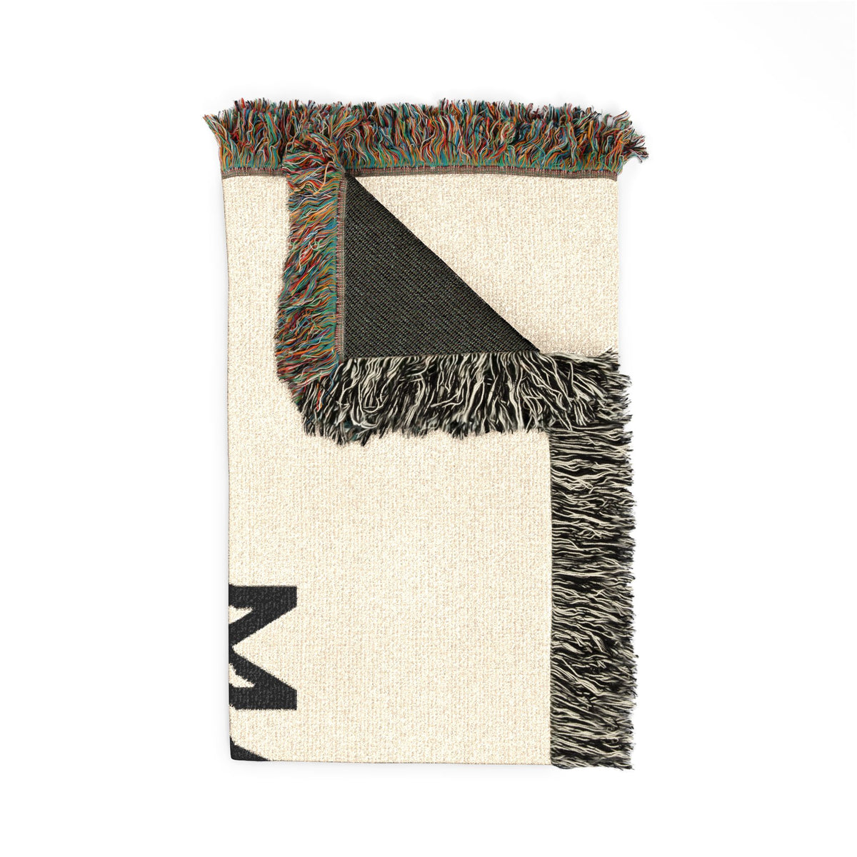 Custom woven blanket from Printify featuring a personalized design, soft throw blanket with intricate woven pattern.